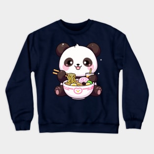 Cute Asian Food Panda Eating Ramen Crewneck Sweatshirt